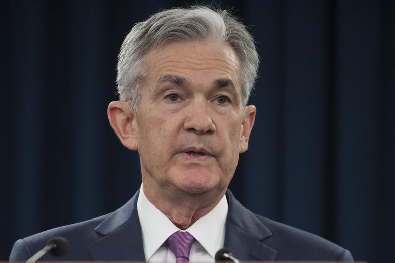 Federal Reserve Board Chairman Jerome Powell speaks during a news conference in Washington DC on June 13, 2018. - The US Federal Reserve raised the benchmark lending rate on Wednesday, the second increase of the year, and signaled two more hikes were coming in 2018 and four in 2019, a possible sign of concern about accelerating inflation. (Photo by Andrew CABALLERO-REYNOLDS / AFP) (Photo credit should read ANDREW CABALLERO-REYNOLDS/AFP/Getty Images)